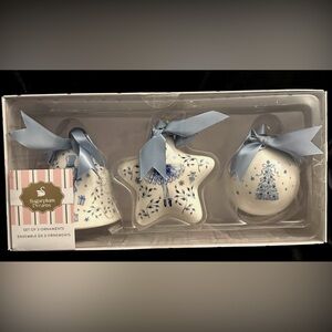 New Sugarplum Dreams Blue and White Ornament Set of 3